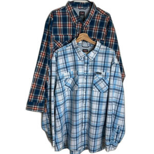 Wrangler outdoor mens snap button long sleeve regular fit plaid shirt size 3X L